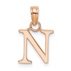 14K Rose Gold Polished Block Letter N Initial Pendant