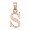 14K Rose Gold Polished Block Letter S Initial Pendant