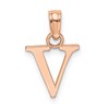 14K Rose Gold Polished Block Letter V Initial Pendant