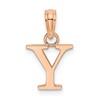 14K Rose Gold Polished Block Letter Y Initial Pendant