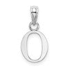 14K White Gold Polished Block Letter O Initial Pendant