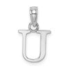 14K White Gold Polished Block Letter U Initial Pendant