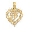 14KY Heart Script Letter F Initial Charm