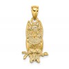 14K Textured Owl Charm