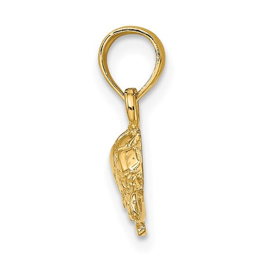 14K Gold Polished and Textured Mini Turtle Charm