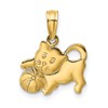 14K 3-D Polished Kitten with Ball Charm