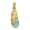 14k 3-D Aqua Enameled Summer Slipper Charm