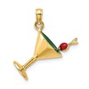 14K 3-D Green Enamel Martini with Red Cherry Charm