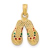 14k 3-D Multi-Color Enamel Double Flip-Flop Charm