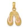14k Pink Enameled 3-D Double Flip-Flop Charm