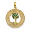 14K FLORIDA Enamel Palm Tree Circle Charm