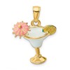 14K White Enameled Margarita Drink with Umbrella and Lime Charm