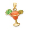 14K Orange Enameled Margarita Drink with Umbrella and Lime Charm