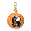 14K 3-D Enameled Jack-o-Lantern with Black Cat and Moon Charm