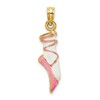 14K 3-D Pink and White Enameled Ballet Shoe Charm