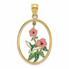 14K Enameled Hummingbird and Flowers In Oval Frame Charm