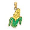 14K Yellow and Green Enameled Corn with Peeled Husk Charm