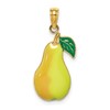 14K Yellow and Green Enameled Pear With Stem and Leaf Charm