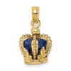 14K 3-D with Blue Enamel Inside Crown Charm