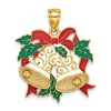 14K Enamel Holiday Bells and Holly Charm