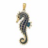 14K 3-D Blue Enameled Seahorse Pendant