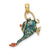 14K Blue and Red Enamel 3-D Textured Genie Lamp Charm