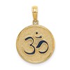 14K Enameled Om Symbol with Lotus Flower on Reverse Charm