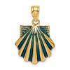 14K Blue Enamel Scallop Shell Charm