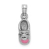 14K White Gold 3-D Pink Enamel Baby Shoe Charm