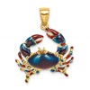 14K Medium Blue Enamel Stone Crab Charm