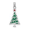 14K White Gold Enameled Green Christmas Tree with Red Star Charm