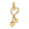 14K Polished Heart with Double Heart Tassel Pendant
