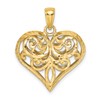 14K Polished 3-D Diamond-cut Filigree Puffed Heart Charm