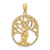 14K Tree of Life Twisted Tree in Oval Frame Pendant