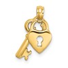 14K Moveable Dangling Heart Lock and Key Charm