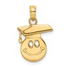 14K Polished Smiley Face with Graduation Cap Charm