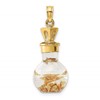 14K 3-D Gold Leaf In Glass Bottle Charm