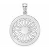 14K White Gold Retro Daisy In Round Frame Charm