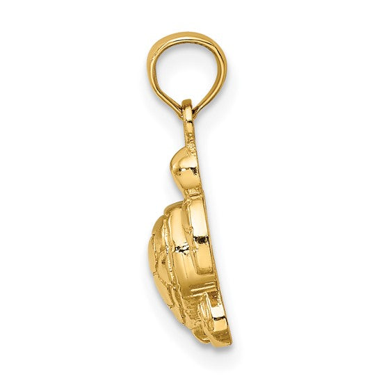 14K Gold Textured Mini Sea Turtle Charm