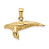 14K 3-D with Textured Underside Humpback Whale Charm
