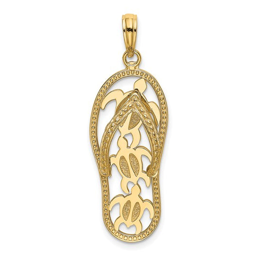 14K Gold Triple Turtle Flip-Flop Charm