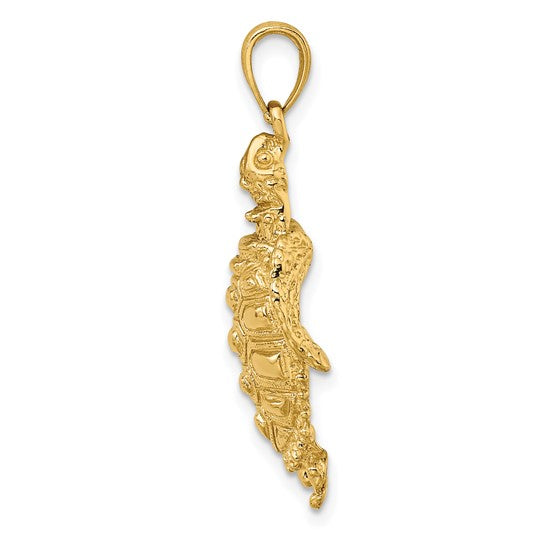 14K Gold Sea Turtle with Spiny Shell Charm
