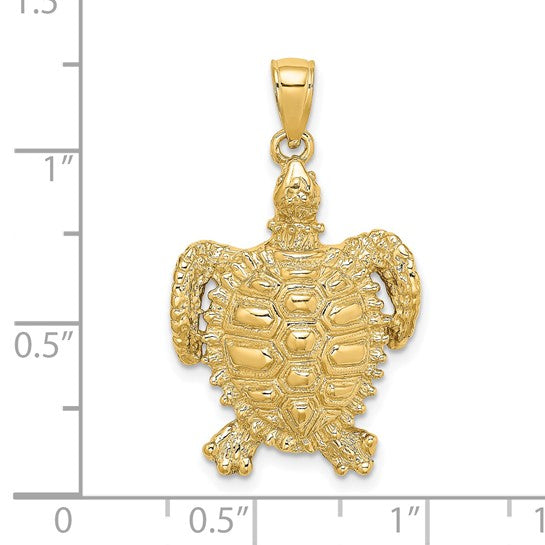 14K Gold Sea Turtle with Spiny Shell Charm