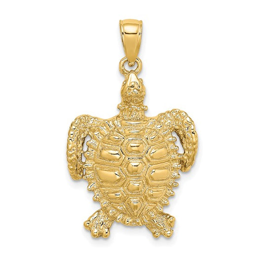 14K Gold Sea Turtle with Spiny Shell Charm