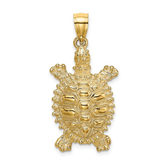 14K Yellow Gold Large Land Turtle Charm