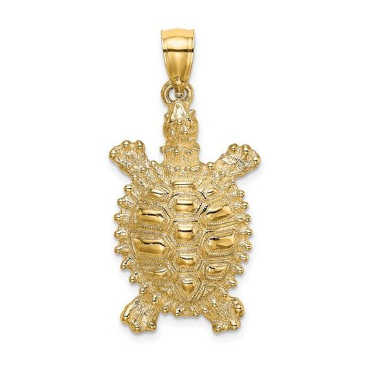 14K Yellow Gold Large Land Turtle Charm