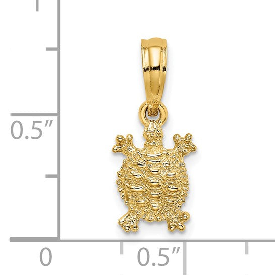 14K Gold Mini Land Turtle Charm
