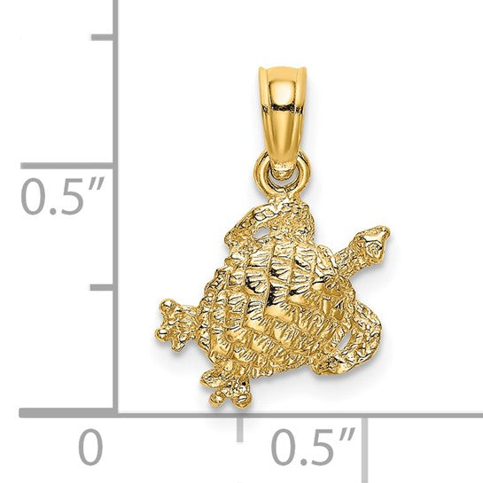 14K Gold Textured Sea Turtle Charm