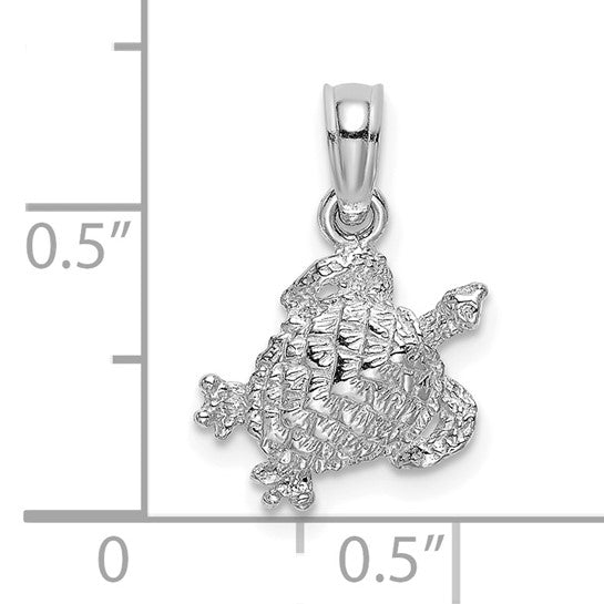14K White Gold Textured Sea Turtle Charm