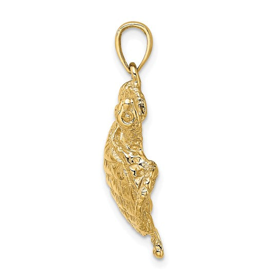 14K Gold Textured Sea Turtle Charm